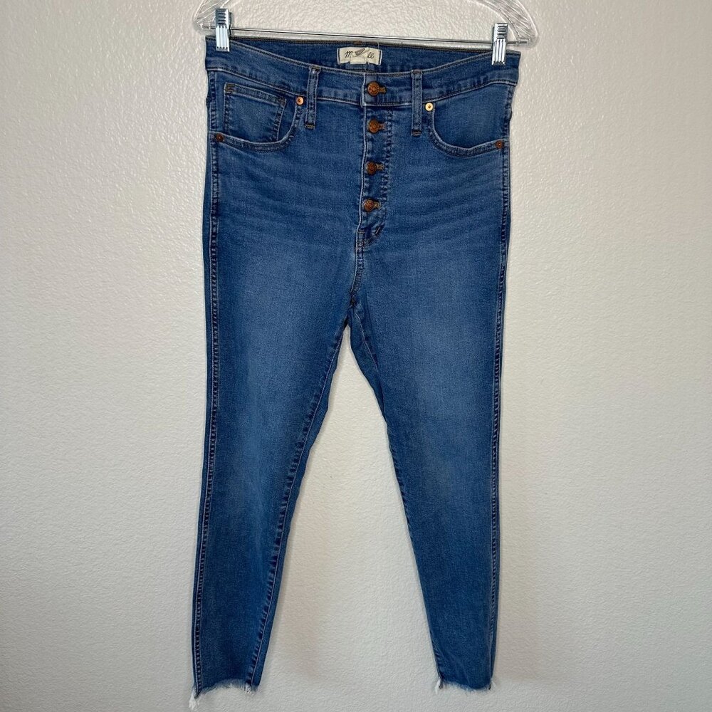 Madewell 10" High Rise Skinny Jeans Exposed Button Fly Boho Medium Wash 30